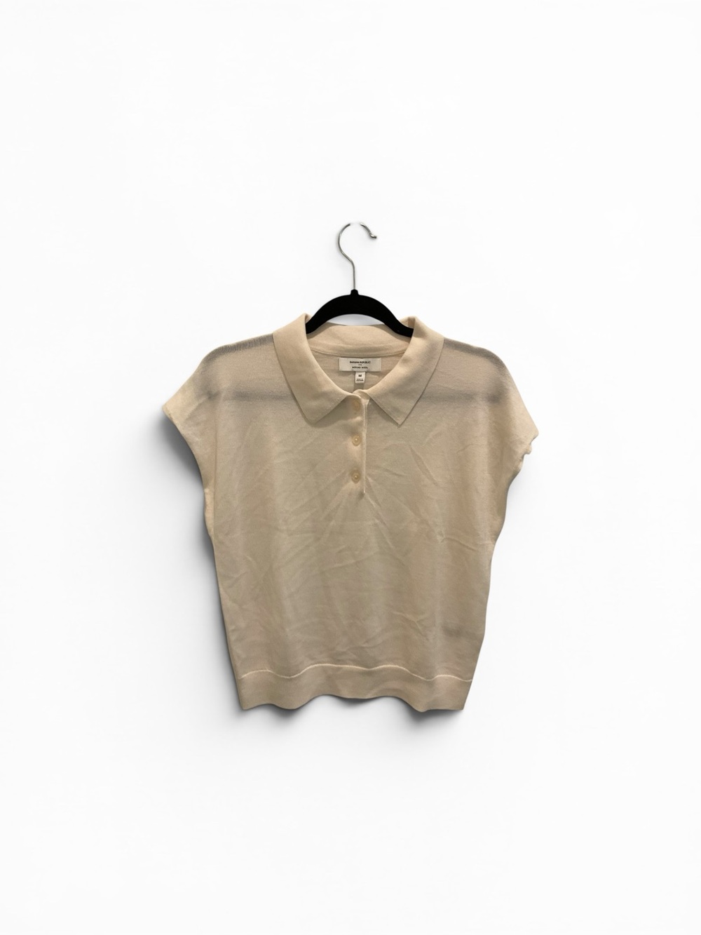 Banana Republic Factory Cream Sleveless Polo Sweater